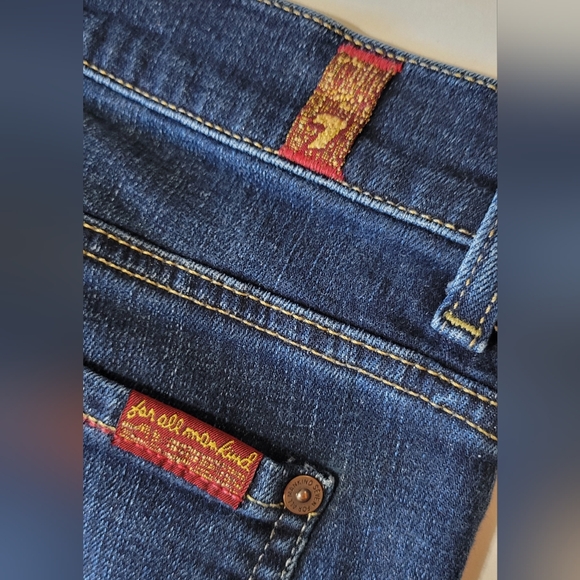 7 For All Mankind Dark Blue Boot Cut Jeans - Picture 6 of 7